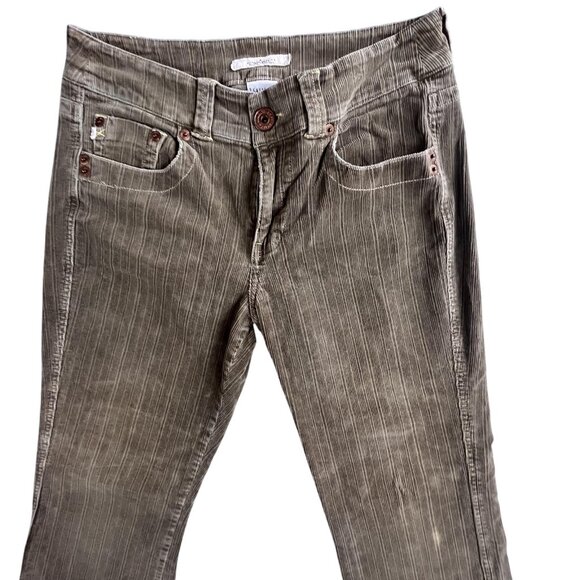 Z Cavaricci Pants Womens 12 Brown Corduroy Straight Leg Stretch Retro Y2K Style - Picture 8 of 16